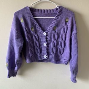 purple floral y2k cardigan